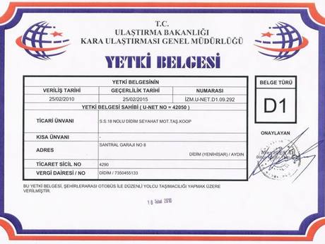 Didim Seyahat certificate 1