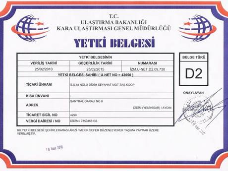Didim Seyahat certificate 2