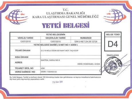 Didim Seyahat certificate 3