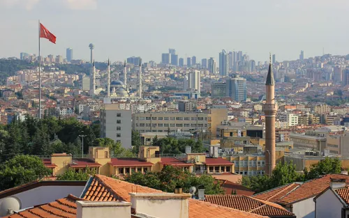 Ankara skyline with the Kocatepe Mosque and Atakule