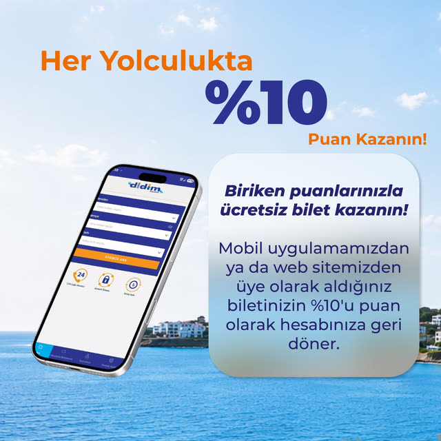 Her yolculukta %10 puan kazanın: üye olarak aldığınız biletin %10'u puan olarak hesabınıza döner.